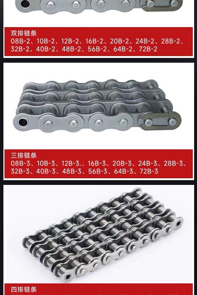 單排雙排三排四排工業(yè)金屬傳動鏈條鏈輪B型56B/64B/72B鏈條廠家深度解析與選型指南